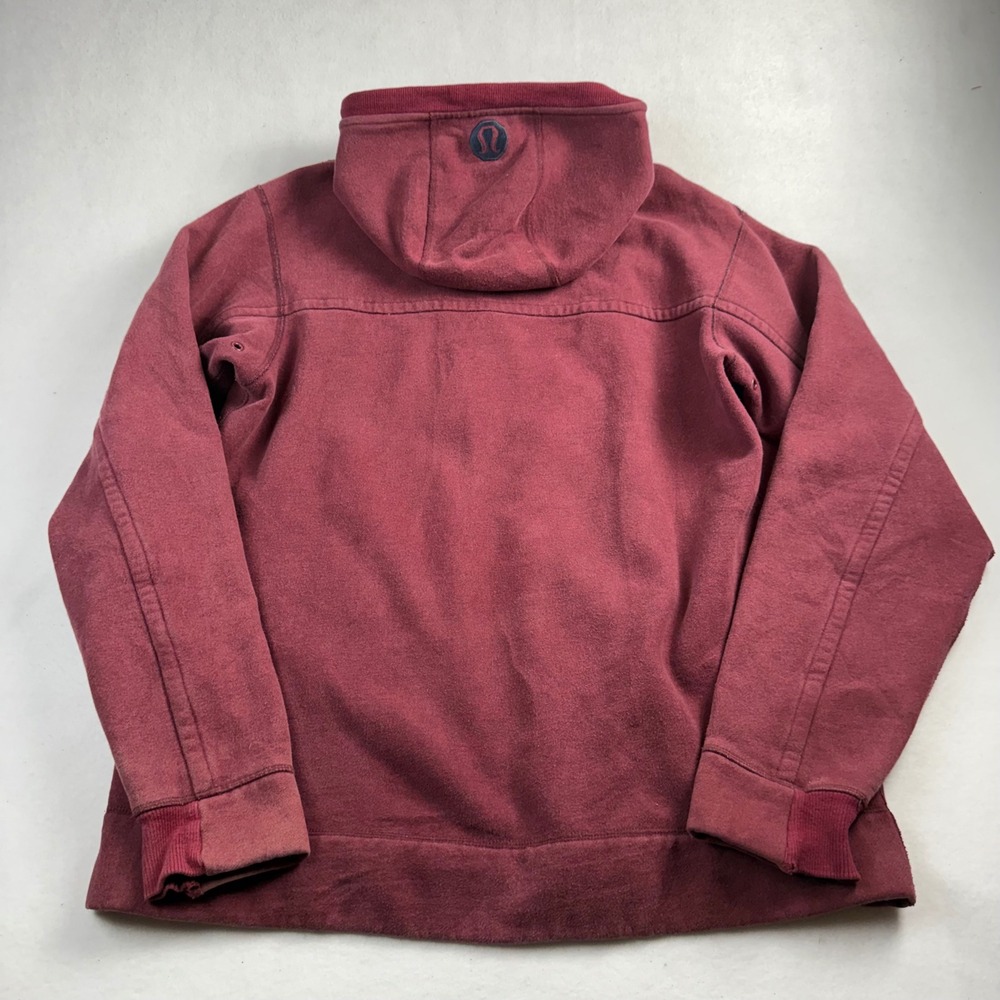 Lululemon Mens Burgundy Full Zip Fleece Hoodie Sweatshirt Size L Maroon - Picture 2 of 7